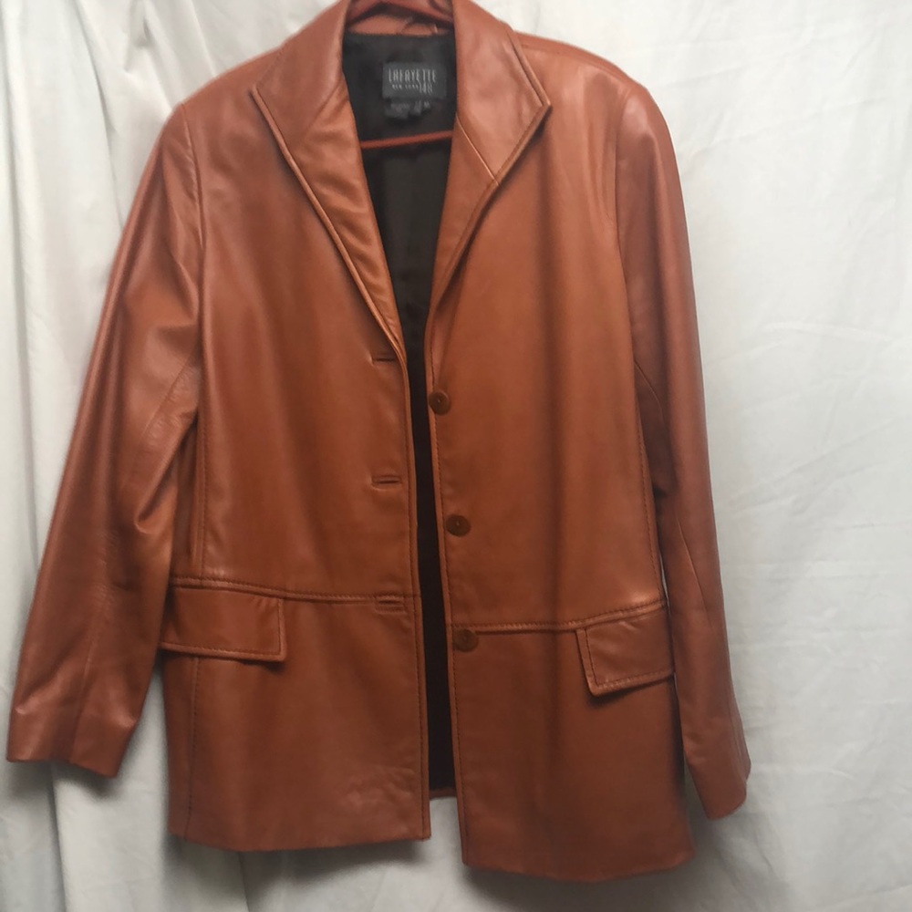 Lafayette 148 New York leather jacket 3 button